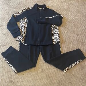 CHICO’S ZENERGY MOCKNECK ANIMAL PRINT JACKET & COLORBLOCK JOGGERS